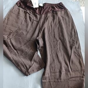 Brown Capri Pants with Elastic Waist